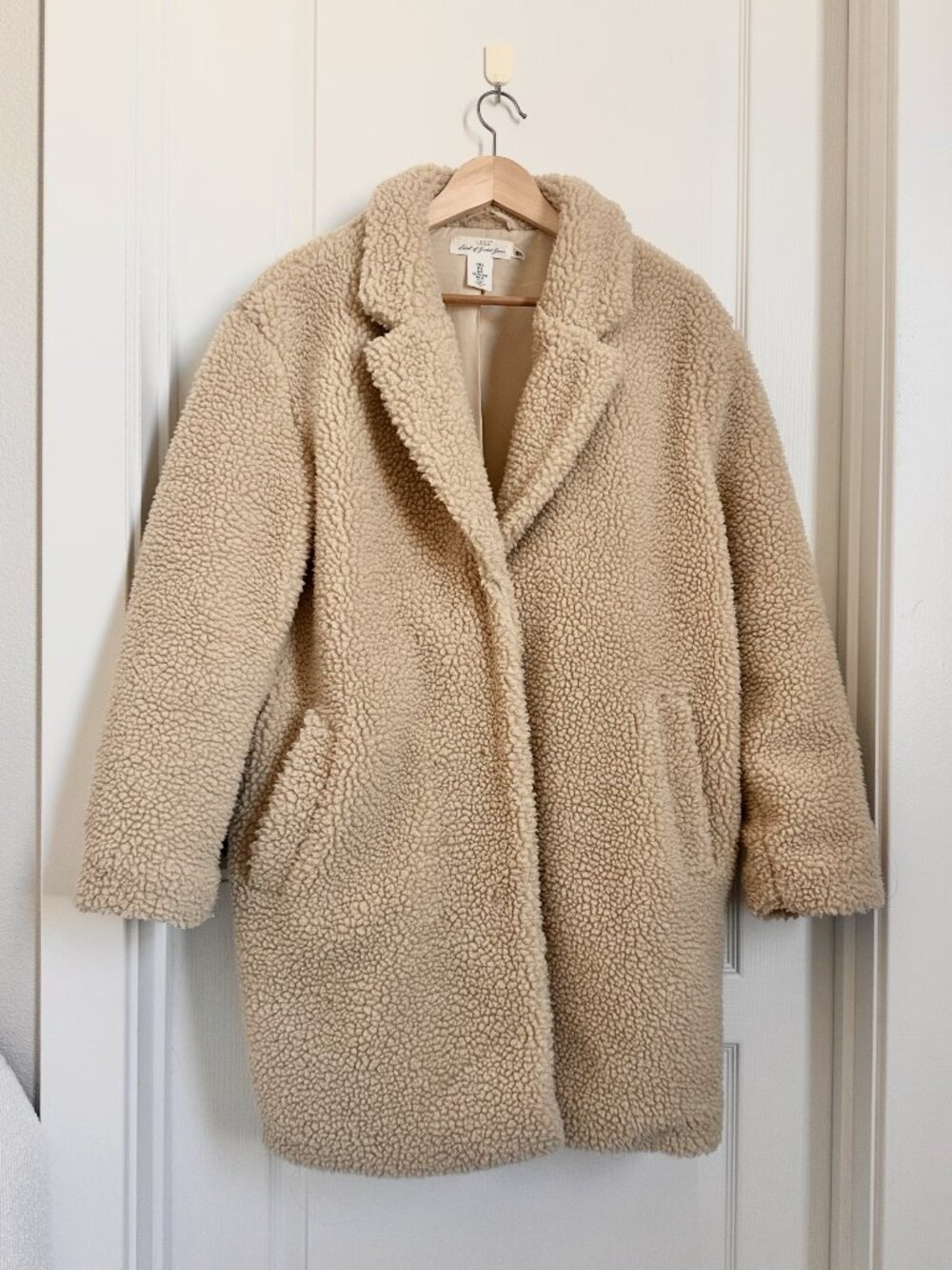 H&M Beige Teddy Sherpa Coat Size S